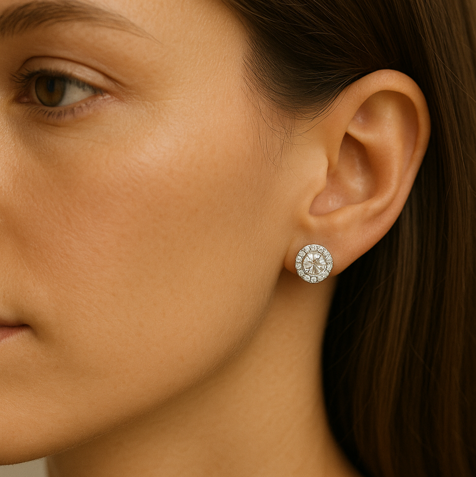 2 CT Radiant Moissanite Halo Stud Earrings
