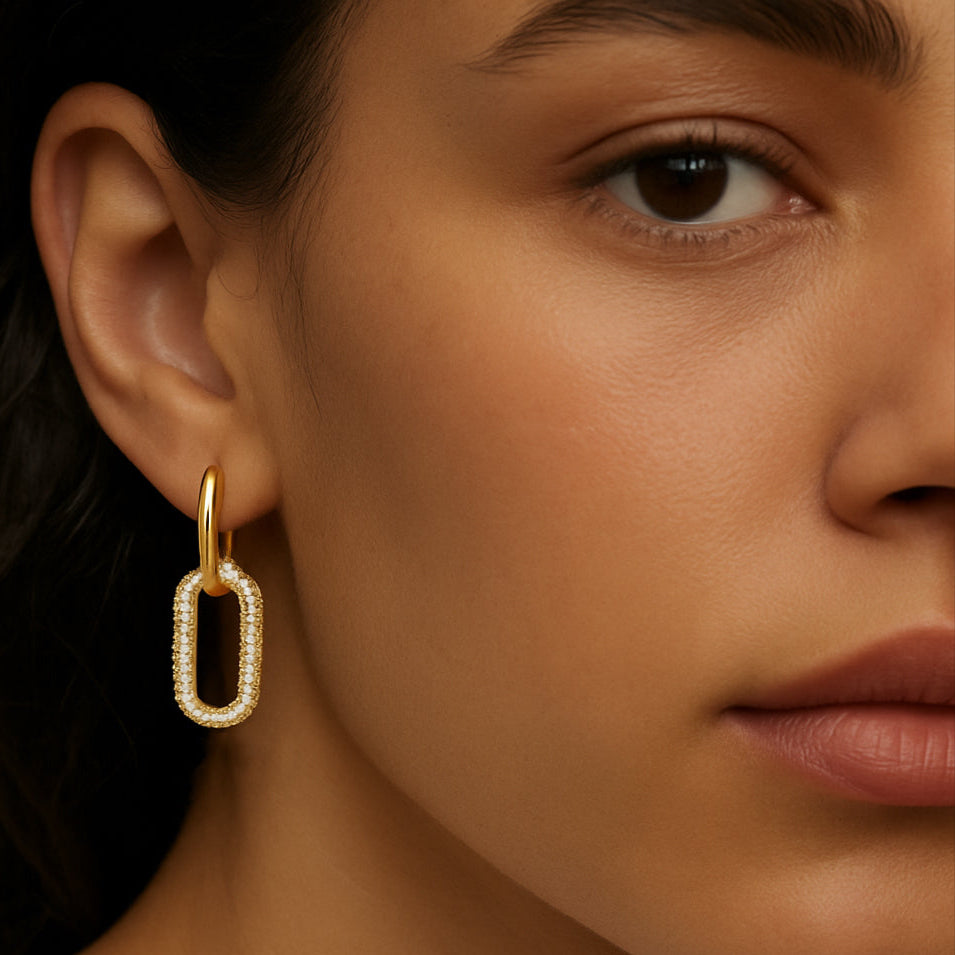 Silver Radiance Zircon Drop Huggie Earrings