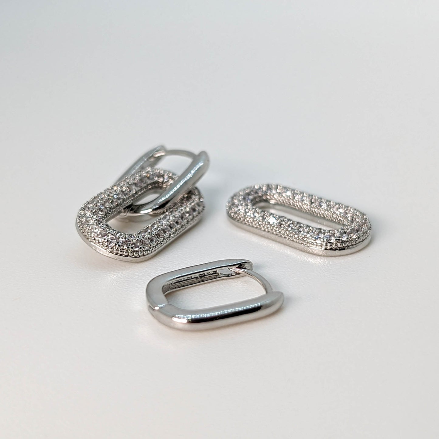 Silver Radiance Zircon Drop Huggie Earrings
