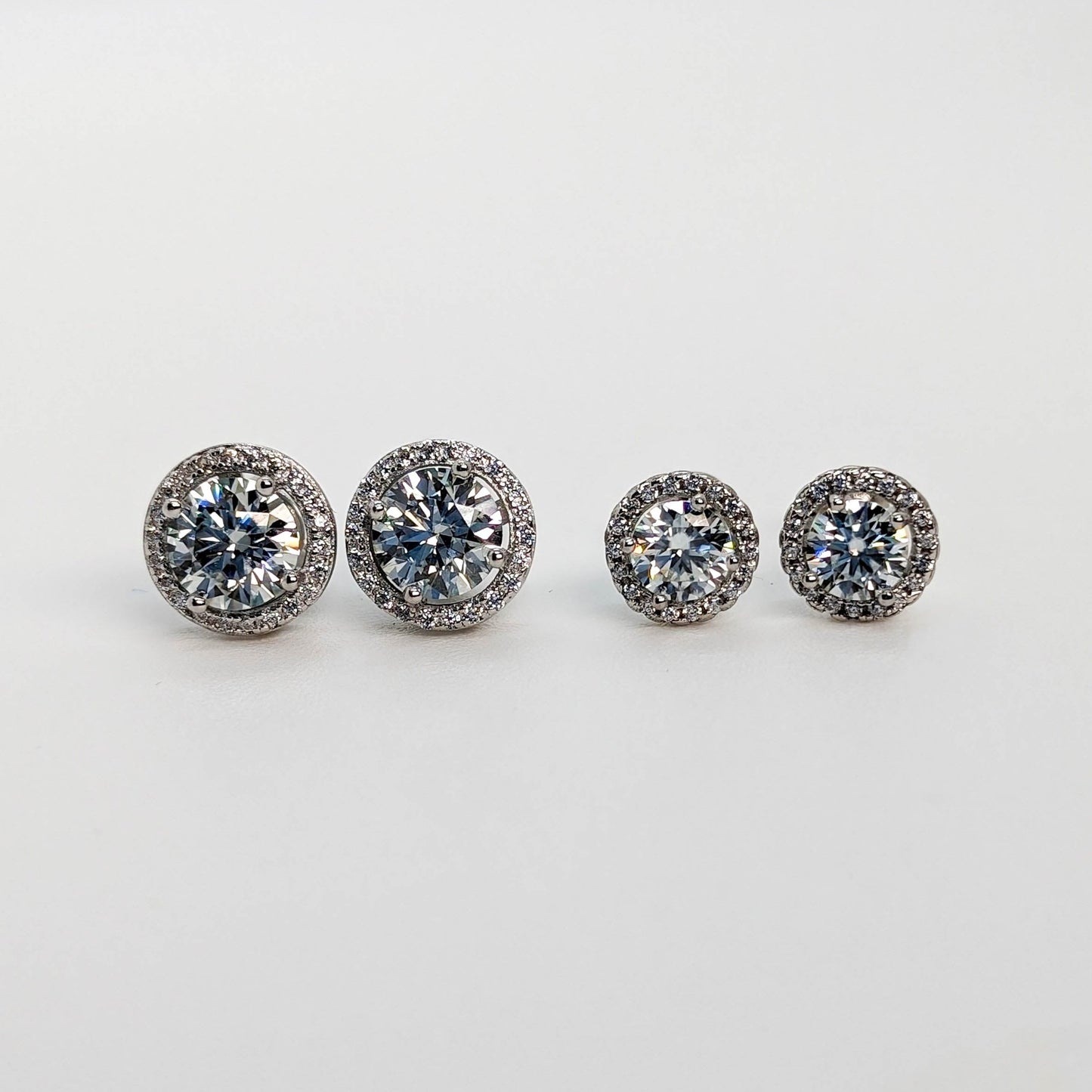2 CT Radiant Moissanite Halo Stud Earrings