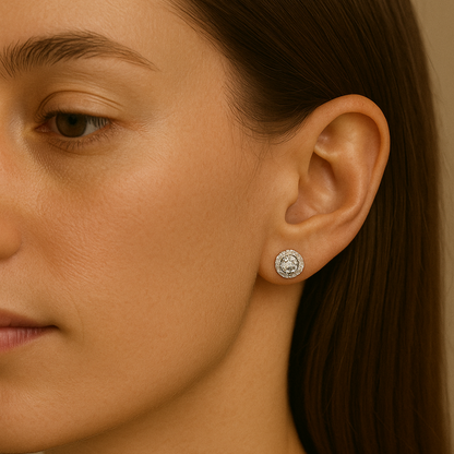 1 CT Radiant Moissanite Halo Stud Earrings