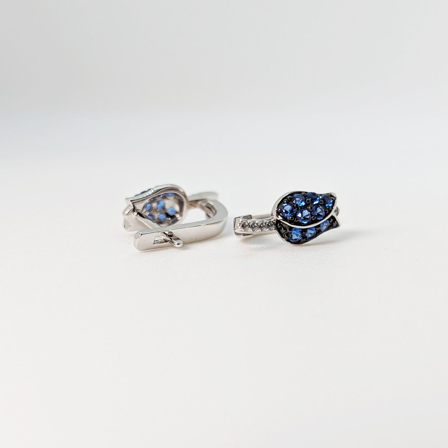 Elegant Blue Tulip Huggie Earrings