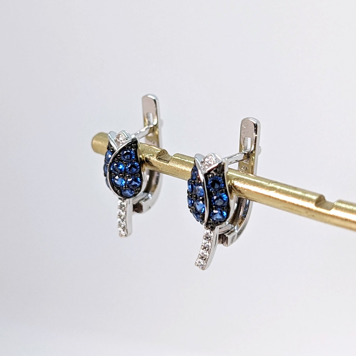 Elegant Blue Tulip Huggie Earrings