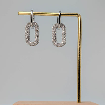 Silver Radiance Zircon Drop Huggie Earrings