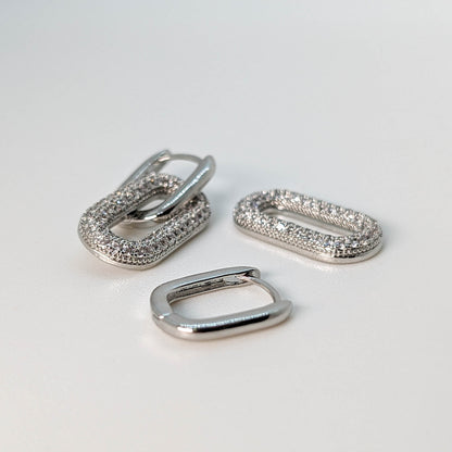 Silver Radiance Zircon Drop Huggie Earrings