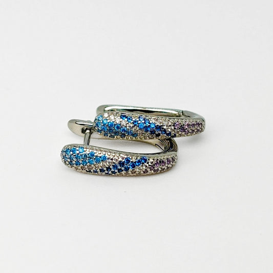 Silver Gradient Huggie Hoops