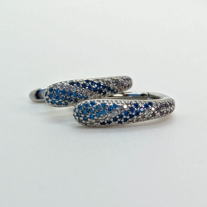 Silver Gradient Huggie Hoops