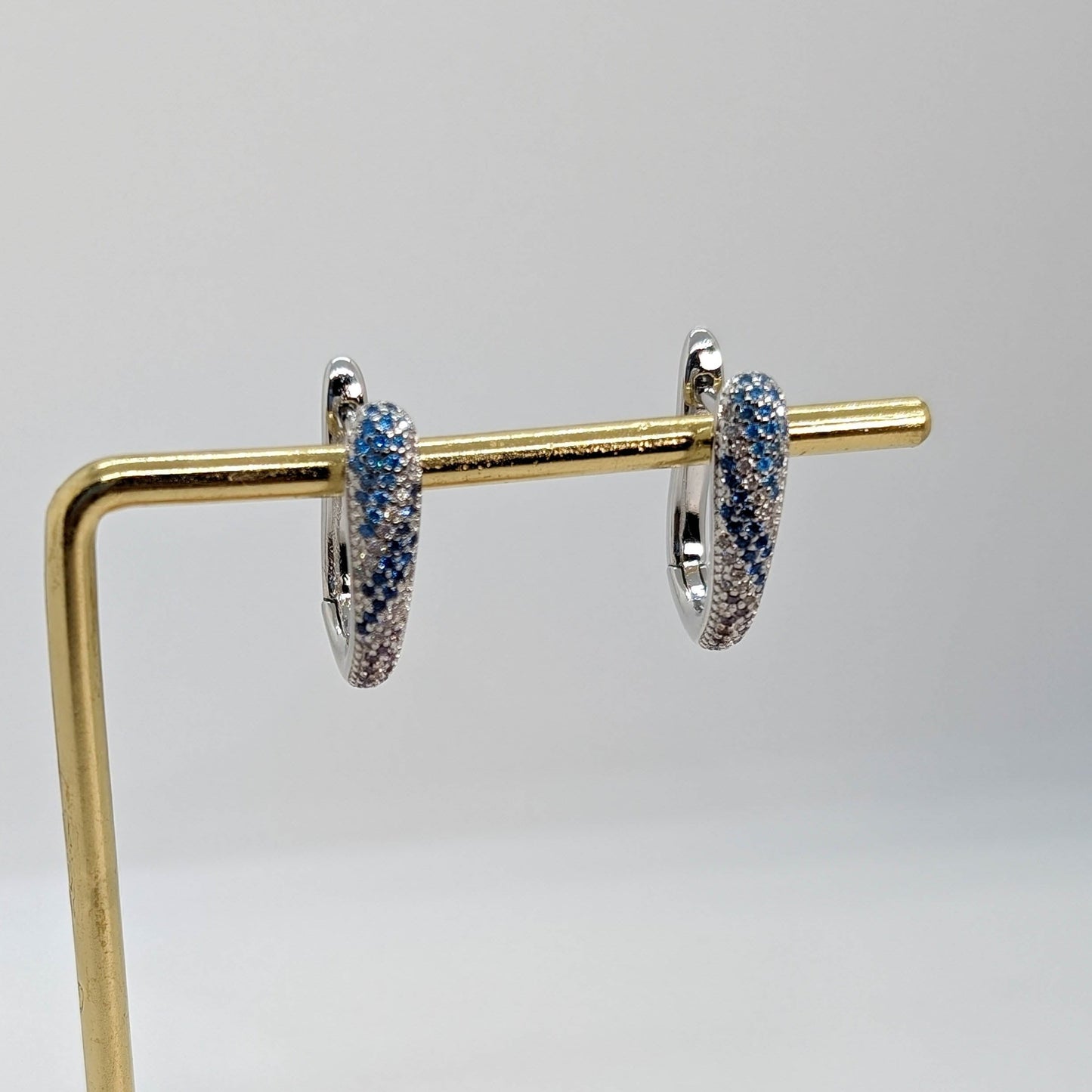 Silver Gradient Huggie Hoops