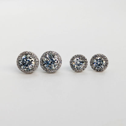2 CT Radiant Moissanite Halo Stud Earrings