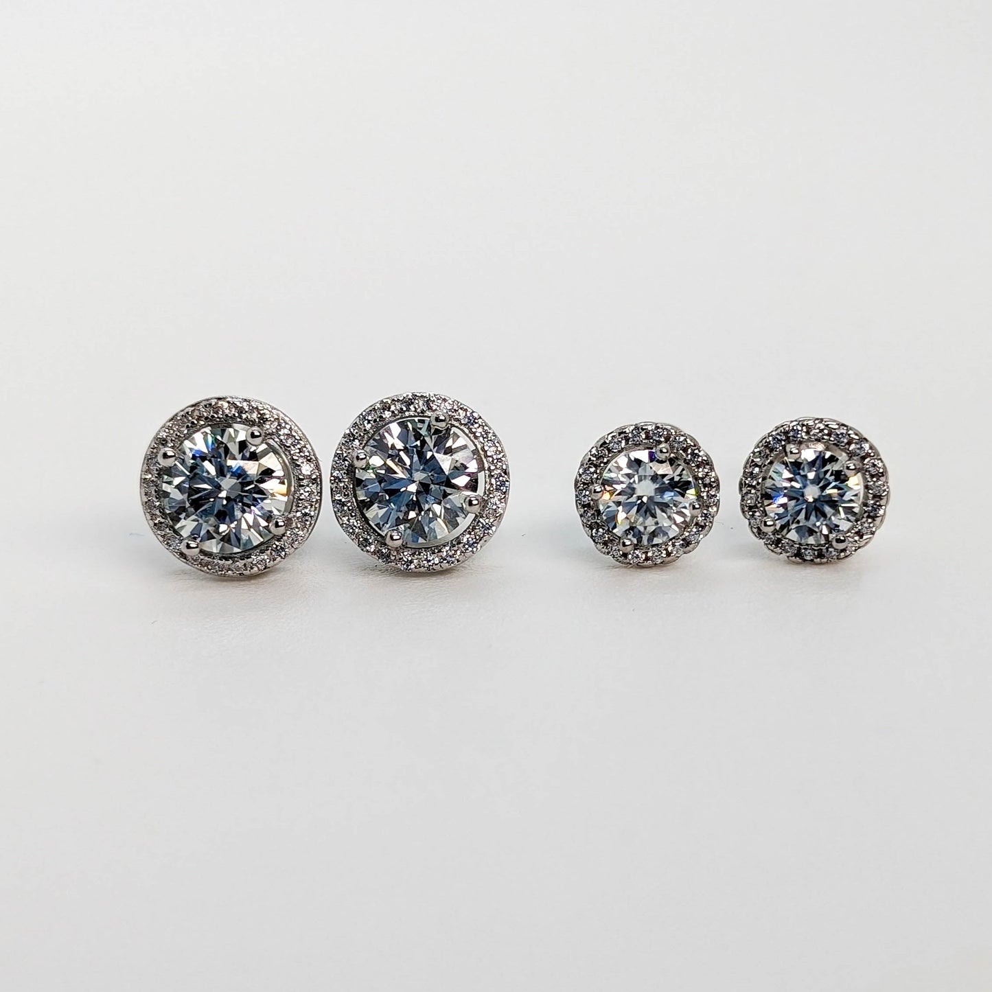 1 CT Radiant Moissanite Halo Stud Earrings