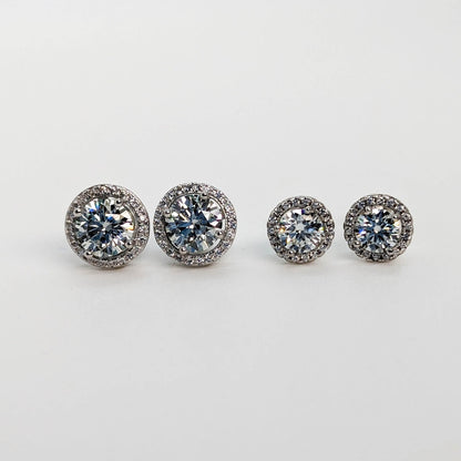 1 CT Radiant Moissanite Halo Stud Earrings