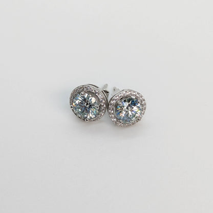 2 CT Radiant Moissanite Halo Stud Earrings