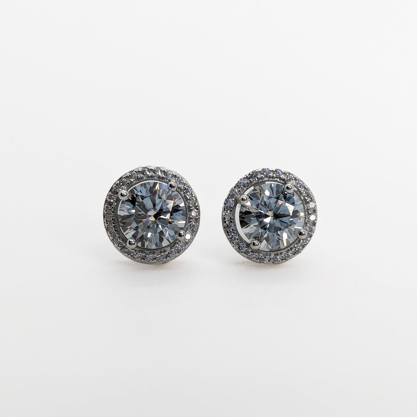 2 CT Radiant Moissanite Halo Stud Earrings