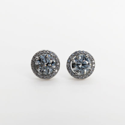 2 CT Radiant Moissanite Halo Stud Earrings