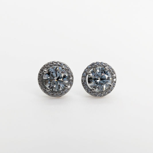 2 CT Radiant Moissanite Halo Stud Earrings