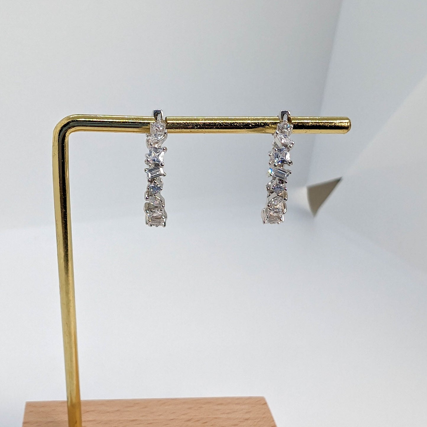 Sparkling Medium Silver Hoop Earrings