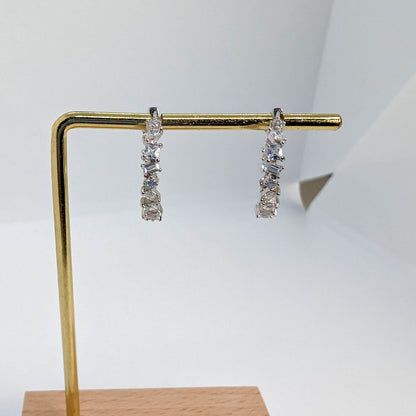 Sparkling Medium Silver Hoop Earrings