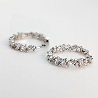 Sparkling Medium Silver Hoop Earrings
