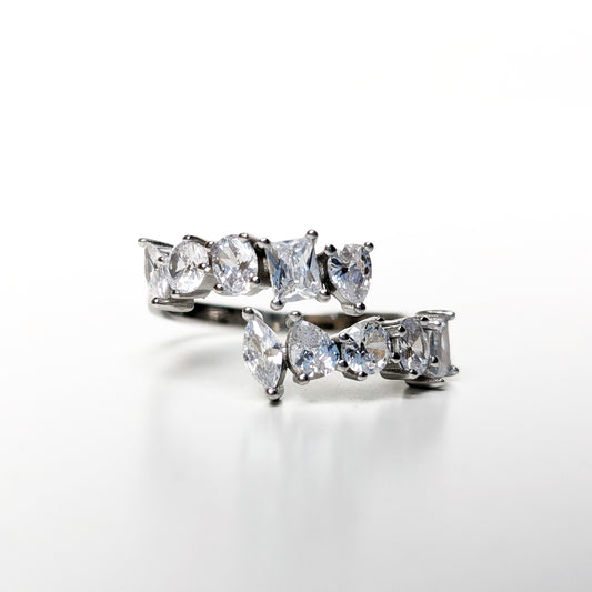Lustrous Harmony Geometric Zircon Ring