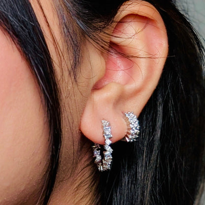 DuoGlow CZ Huggie Hoop Earrings